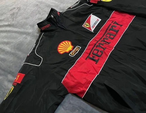 Adults F1 Team Racing Embroidery Cotton Padded Zip Black Racing Jacket*/ - Picture 5 of 9