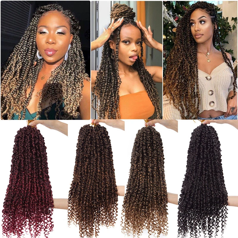 Extensiones de cabello Passion Twist rizo ganchillo pre-torcido castaño rojizo ondulado postizos EE. UU. Foto 2 de 4