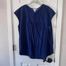 Liz Claiborne Womens Navy Blue Blouse Size XL Extra Large E1