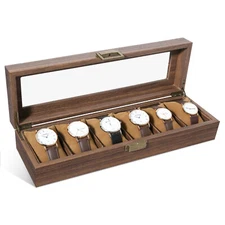 6 Slots Watch Box Wooden Watch Case Storage Jewelry Orgnizer Display Case GIft