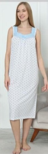 Womens Ladies Nightdress Nighties COTTON SLEEVELESS Vest Pyjama Shirt Midi dress - Picture 4 of 6