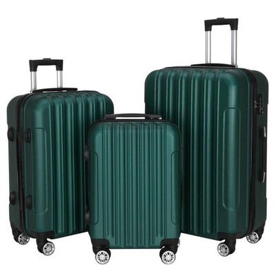 20''/24''/28'' Luggage Travel Set ABS Trolley Hard Shell Suitcase w/TSA Lock Green