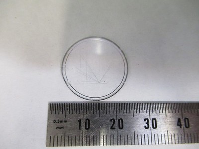 OPTICAL GLASS RETICLE MICROMETER ''V'' PATTERN MICROSCOPE PART AS PICTURED U8-A-60
