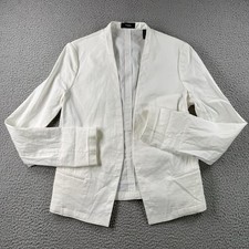 Theory Clean Crunch Open Front Blazer Womens 6 White Lightweight Office Career