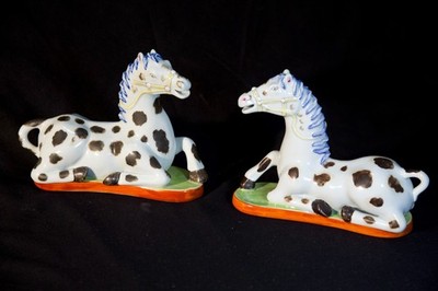 Pair Mottahedeh Nelson Rockefeller Chinese Export Horse Figurines Ch'ien Lung