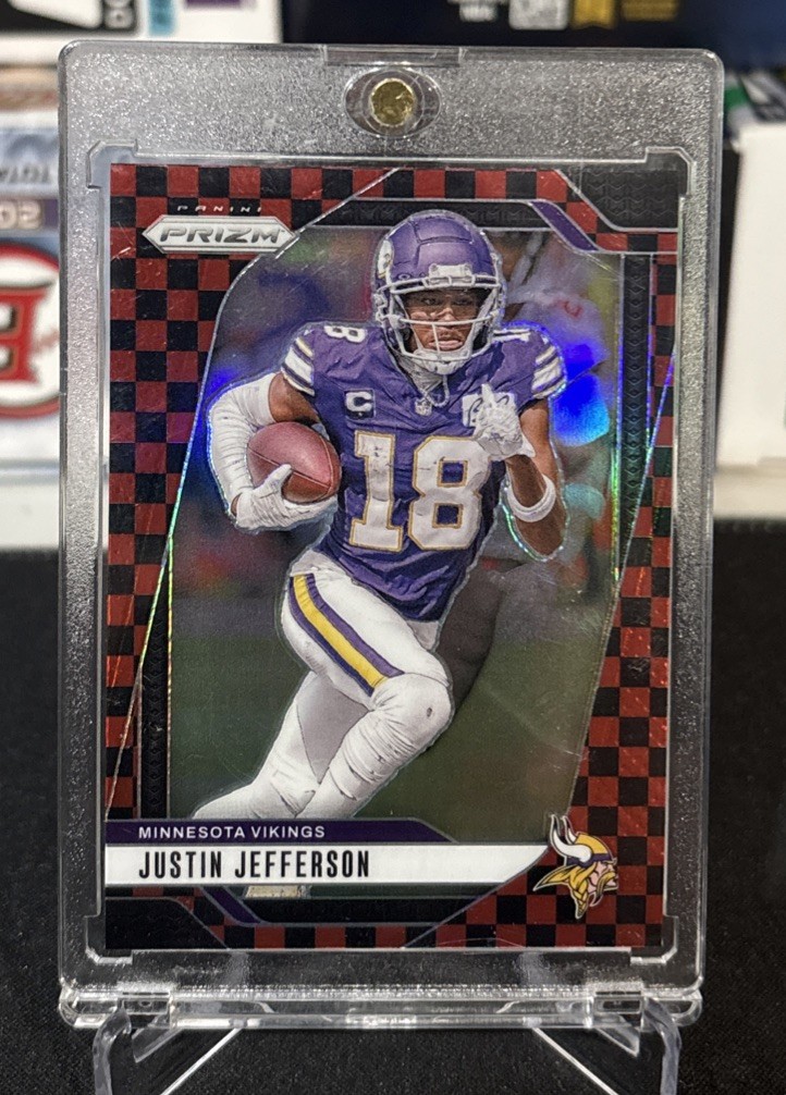 2024 Prizm Justin Jefferson #187 Red & Black Checkerboard SSP - Vikings Case Hit