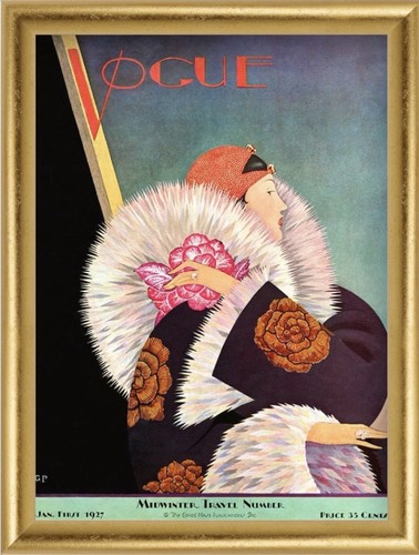 Vogue Vintage Cover Wall Art Canvas 1927 January Fashion Magazine Framed 16”x20”