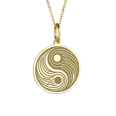 14K Gold Yin Yang Necklace, Taijitu Talisman, Duality Amulet, Taoist Medallion
