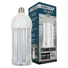 GT-Lite 5,000 Lumen LED Corn Cob Bulb, Uses Only 50W, Daylight 5000K, E26 Base,