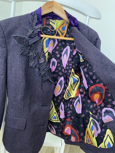 ETRO Luxury Women’s Wool Purple Italian Designed Blazer Size 44 - Picture 9 of 12