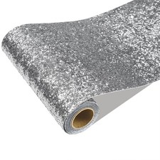 CRE8TIVE 8"x80" Silver Chunky Glitter Wallpaper Border Peel and Stick Silver ...