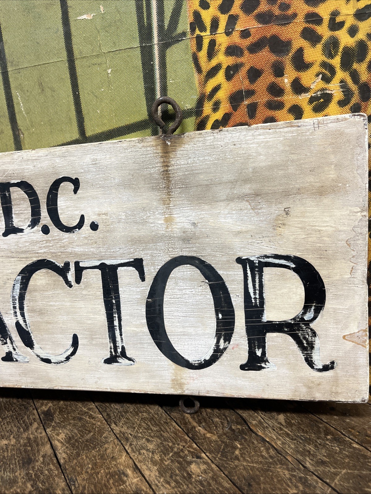 VINTAGE C. 1920 C. W. CLARKE D.C. CHIROPRACTOR DOUBLE SIDED WOOD TRADE SIGN RARE