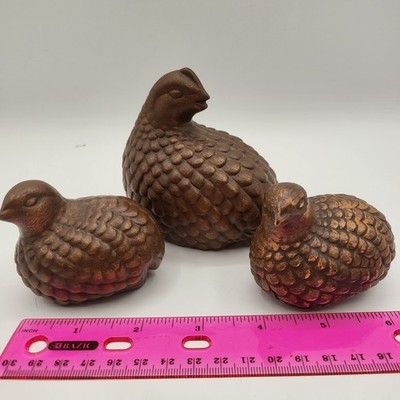 MCM Ceramic Quail Hen and 2 Chicks. Vintage. Set of 3