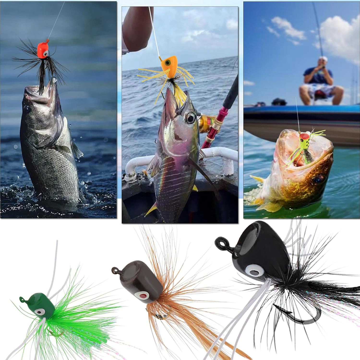 Fly Fishing Poppers Fly Fishing Dry Flies Topwater Fishing Lures Bass Popper Fli - Image 6