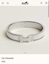 Hermes Clic Clack breiter weißer Emaille Arm...