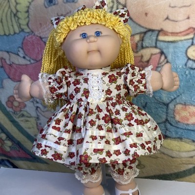 Handmade Cabbage Patch Kids Dress And Bloomers, Hair Bows Fits 16 -18  Dolls