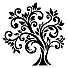 Really Great Stencils, Swirling Branches Happy Tree, 5x5", Whimsical, Artistic