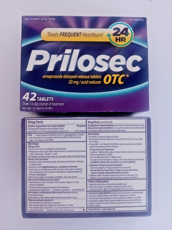 2 new packs of Prilosec OTC Frequent Heartburn Reducer Tablets, 14 Count - 3 Pk