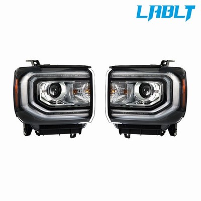 LABLT Pair HID Projector Headlight Headlamp Assy For 2016-2018 GMC Sierra 1500