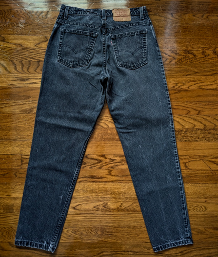 Jeans vintage Levis 550 denim nero vestibilità rilassata gamba affusolata donna taglia 13 MED 30x30 - Foto 12 di 13