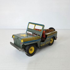 King Jeep Tin Litho Friction Whirring Motor Sound Japan Vintage Toy