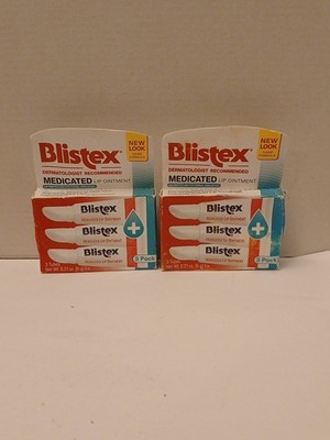 TWO 3 Packs of Blistex Medicated Lip Ointment 0.21 oz Each