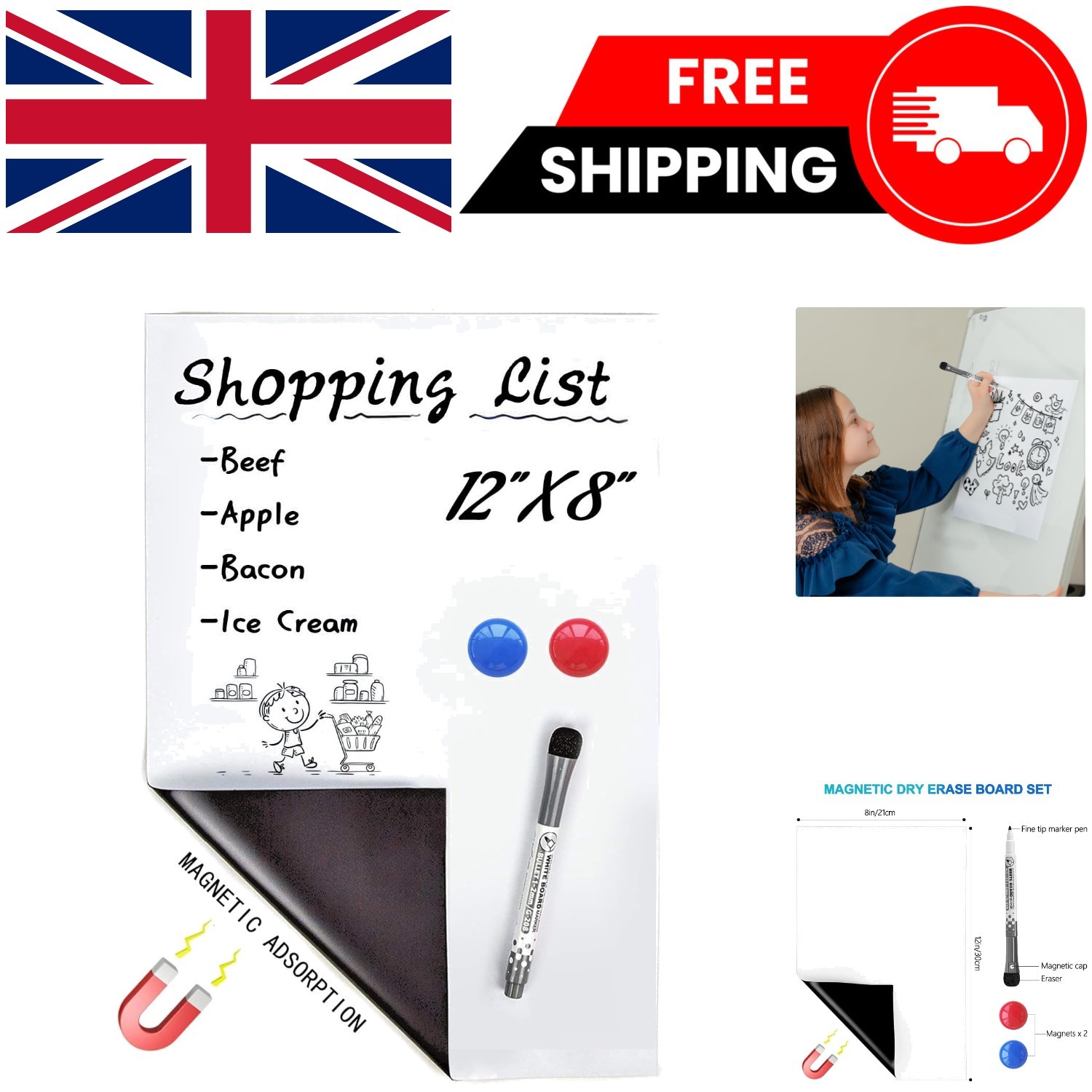 A4 Magnetic Whiteboard Sheet – Perfect Reminder & Organizer for Fridge