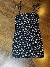 Women’s Minidress Daisy Size M Tie Straps Floral Print