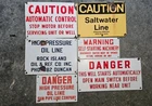 Lot of 6 Vintage Porcelain On Steel Industrial Style Signs Gas Oil