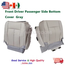 Front Both Bottom Perforated Leather Seat Cover Gray For 2007-14 Ford Expedition