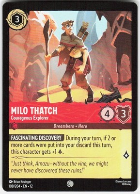 Milo Thatch Courageous Explorer 108/204 Wilds Unknown Disney Lorcana