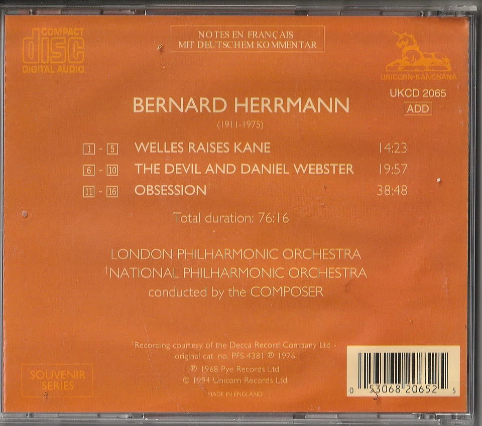 BERNARD HERRMANN - Welles raises Kane + Obsession + The devil & Daniel Webster - Bild 2 von 2