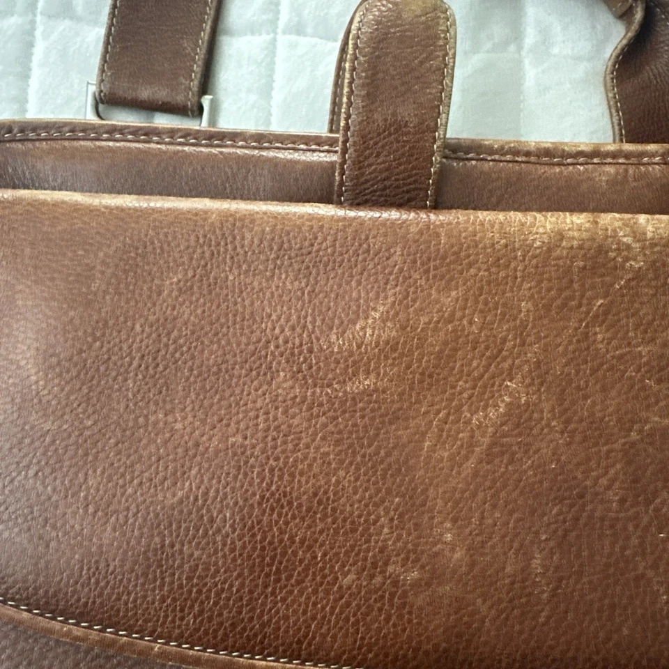 JOHNSTON MURPHY Bolso Mensajero Cuero Marrón Laptop Viaje Correa para el Hombro 15x10" Foto 3 de 4