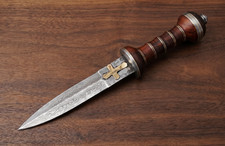 ROMAN GLADIATOR DAGGER HANDMADE DAMASCUS STEEL BLADE, GLADIUS DAGGER WITH SHEATH