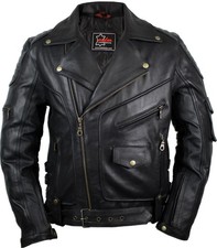 Herren Rocker Lederjacke Chopper Bikerjacke E...