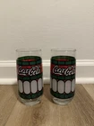 Coca Cola Stained Glass Cup Drinking Glass Vintage Coke Frosted set