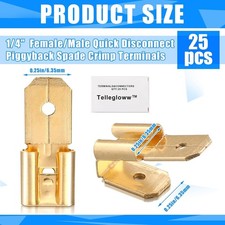 25 Pcs Piggyback Spade Connectors, 3 Way Adapter Dual Male to Single Female B