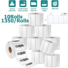 10Rolls 2x1" Direct Thermal Labels Barcode FNSKU/UPC 1300/Roll for Zebra Rollo
