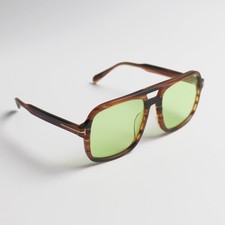 TOM FORD Falconer TF884 Unisex Sunglasses Havana/Green 60-18 With Case New
