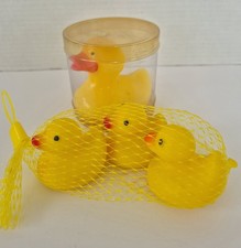 Vintage Yellow Duck Candle With Set Of 3 Matching Baby Rubber Ducks Bath Decor