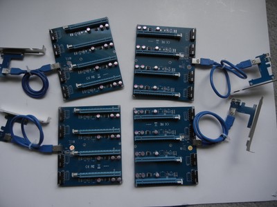 PCI-E riser,  add 4 GPUs to PC for cryptocurrency mining lot of 4.