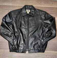 Vintage Shaver Lake Genuine Leather  Bomber Jacket Sz L/90's Grunge-Moto-Goth