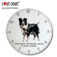 Dog Wall Clock 'Time Spent With Border Collies' fun Dog Lover Gift, 30cm