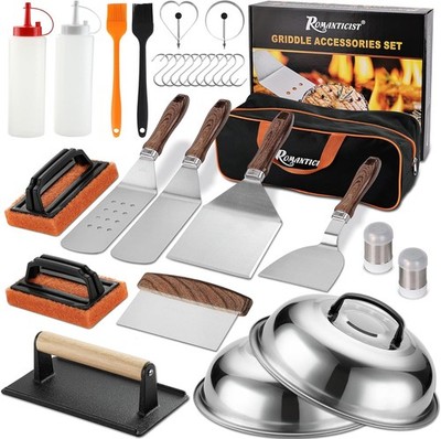 29PCS Griddle Accessories Set with Spatulas Scraper Basting Cover and Carry Bag