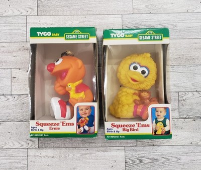 Big Bird & Ernie  Sesame Street Elmo Squeeze 'Ems  Vintage  1995  Tyco Baby