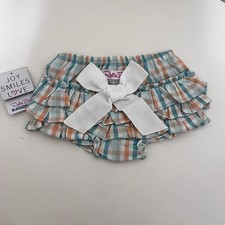 RuffleButts Presley Plaid Ruffled Bloomers Diaper Cover Girls Size 6-12 Months