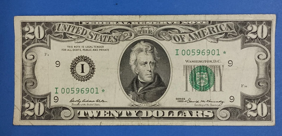 I00596901* $20 1969 I Star Note Twenty Dollar Bill - Image 2 of 3