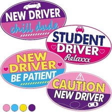 Student Driver Magnet for Car: 4Pcs Funny New Driver Magnet Sticker for Car, Cut