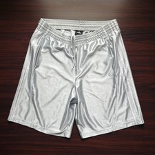 Vintage Adidas Shorts Dazzle Silver Silky Shiny Mens Basketball Y2K Size Medium