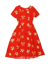 VINTAGE Womens Maxi Dress IT 40 Small Red Floral CV02